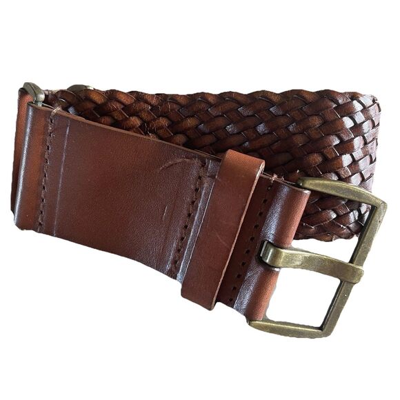 Vintage Women’s LOFT Leather Belt XS Woven Intrecciato Basket Weave Dressy Work main image 7